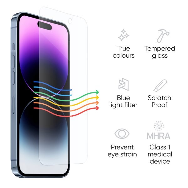 Anti Blue Light Tempered Glass for iPhone 14 Pro - Image 2